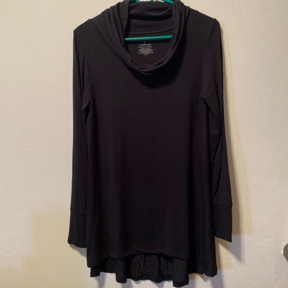 Cuddl Duds Women’s Black Cowl Neck Size Medium Long Sleeve Knit Soft Wear Tunics